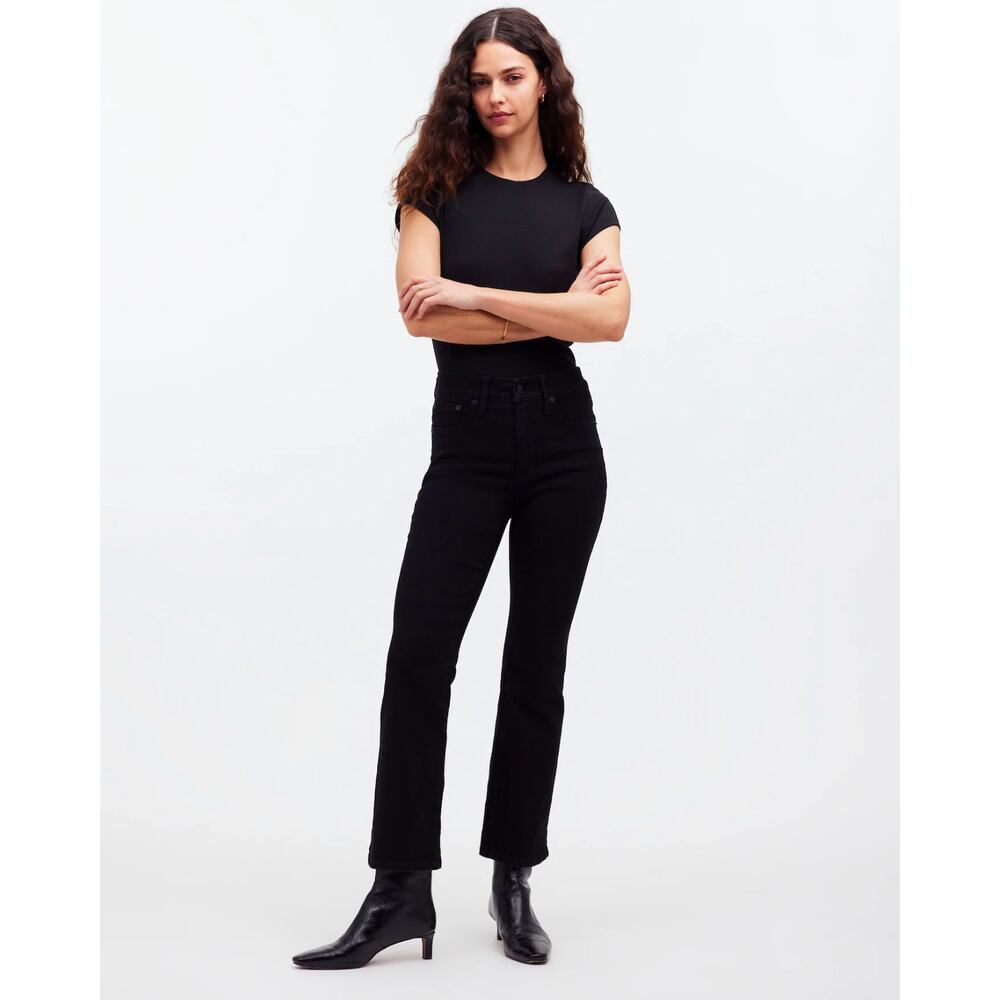 NWT Madewell Petite Kick Out Crop Jeans In Black Size 25P